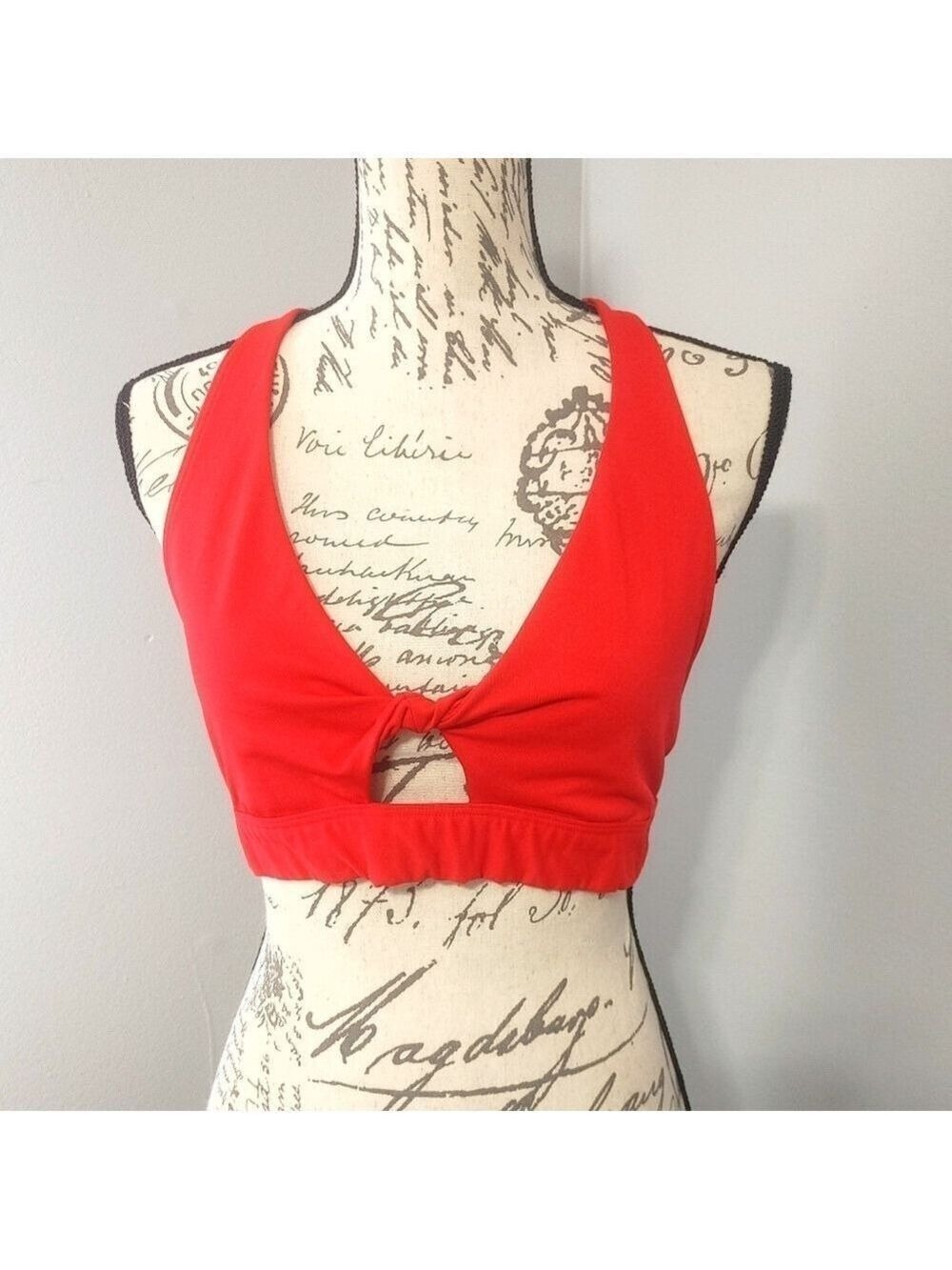 Pink By Victorias Secret Sport Twisted Front Red Halter Bralette Sz Lg